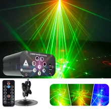 DJ Disco Light 128 Patterns RGBW Professional DJ Stage Laser Projector Lights Music Control For Wedding DJ Bar Party Light