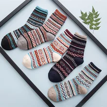 5 пар осенне-зимних новых винтажных кроличьих шерстяных носков мужские высококачественные удобные теплые мужские носки в национальном стиле
