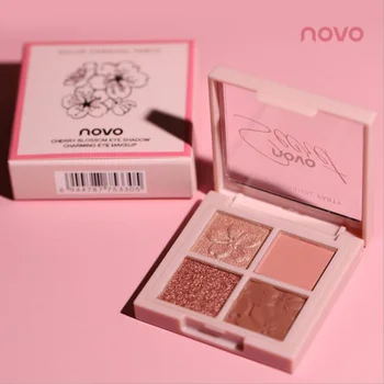

NOVO Four colors beauty eye shadow palette matte pearlescent sequins waterproofing and sweat prevention eyeshadow powder makeup