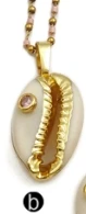 WT-JN097 натуральная раковина Каури Ожерелье Золотая отделка оболочки инкрустация кубическим цирконием с камнем бисера цепи золотой Гальванизированный ожерелье - Окраска металла: b