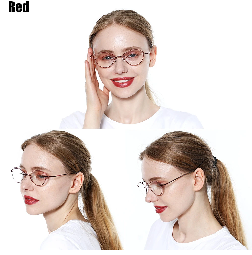 SOOLALA Для женщин Для мужчин Титан Нержавеющая сталь очки для чтения без оправы высокого класса легкого чтения очки с Чехол+ 1,0 до 3,5