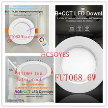 Milight 6 Вт 15 Вт Светодиодный светильник FUT063 FUT068 FUT069 RGB+ CCT Водонепроницаемый 2,4 ГГц удаленный смартфон приложение затемнения потолок AC110V 220V