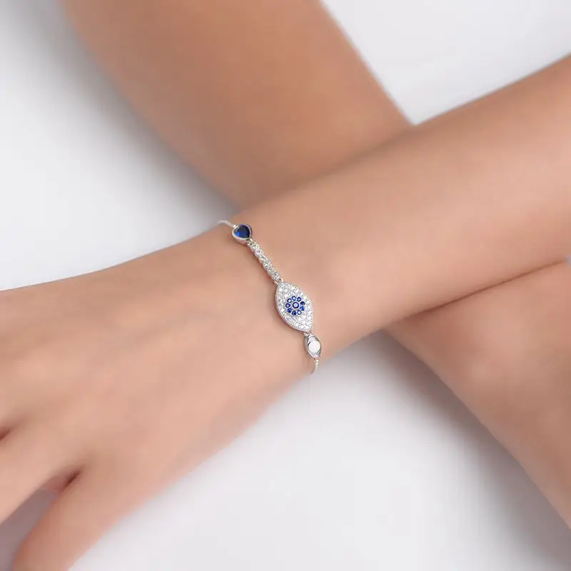

Silvology 925 Sterling Silver Blue Zircon Evil Eye Bracelets High Quality Mediterranean Style 2019 Women's Bracelets Eye Jewelry