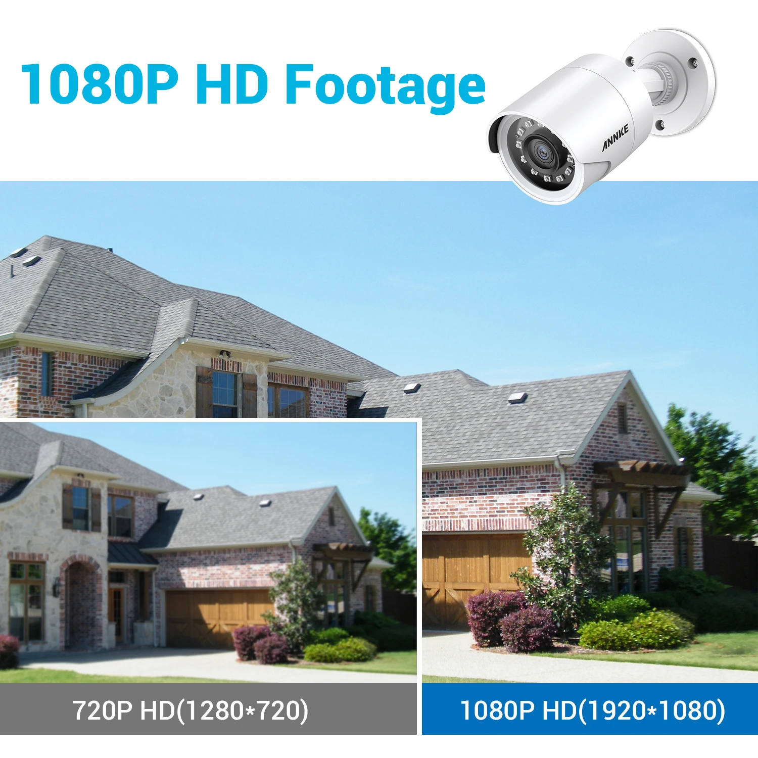 ANNKE 1080P HD-TVI Security Camera Kit 4PCS 2MP Bullet Outdoor Weatherproof Housing 66ft Super Nigh