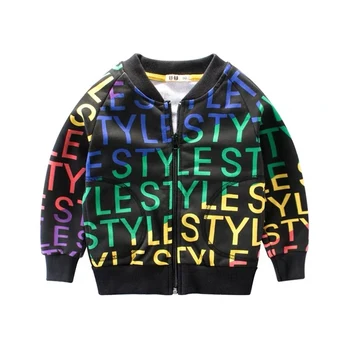 

Spring and Autumn Cool Children's Zipper Jacket High Street Color Letter Print Jacket Fashion Boy Clothes