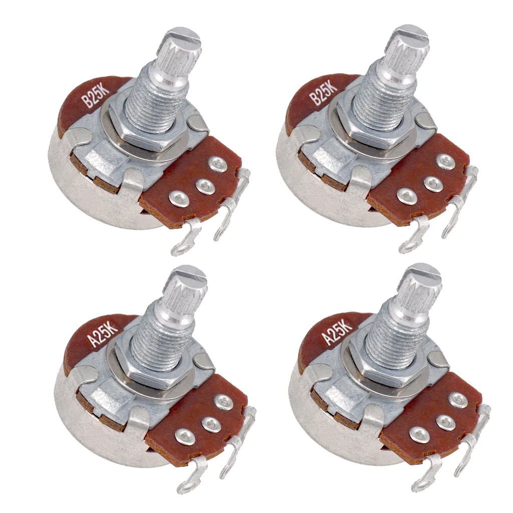 Guitar Potentiometer Pot A25k B25K 4-pack Set 24mm Dia Tone Volume Control