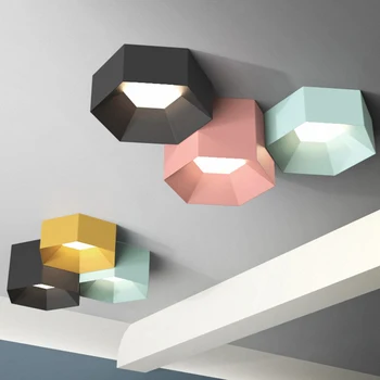 

Post Modern Geometric Combination Ceiling Lights Body Acrylic Lampshade Surface Mount Light Macaron Colors Colorful Metal Led AC