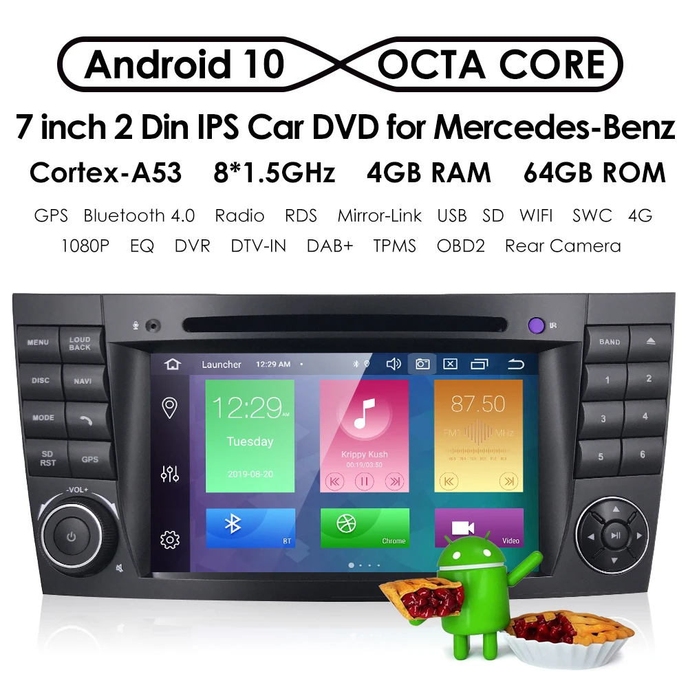 DSP IPS 4G 64G Android 10 2 din автомобильный DVD-плеер для Mercedes Benz E-class W211 E200 E220 E300 E350 E240 E270 E280 CLS
