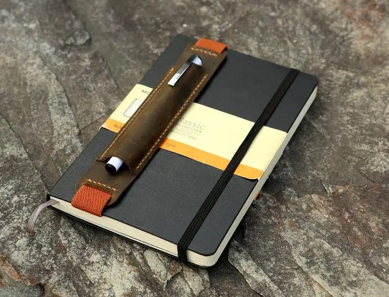 Vintage Leather Pen Pencil Holder Quiver for Moleskine Large Notebook A5 Size Notebook Leuchtturm1917 Notebook Medium PH05N