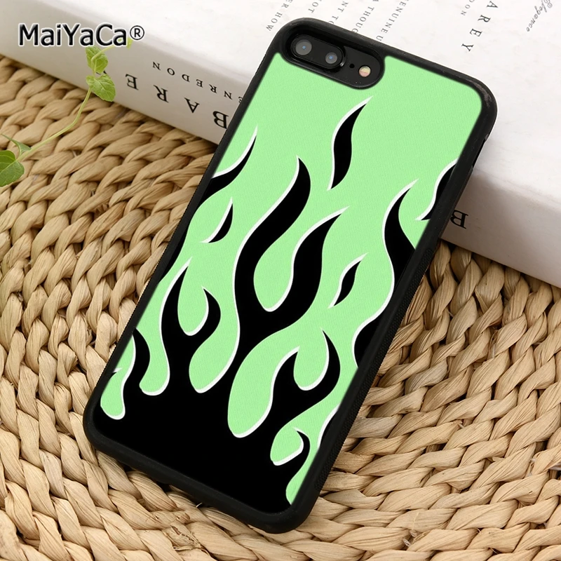 Чехол MaiYaCa для телефона с зеленым и черным пламенем iPhone 5 SE 6 s 7 8 X XR XS 11 12 Pro max samsung