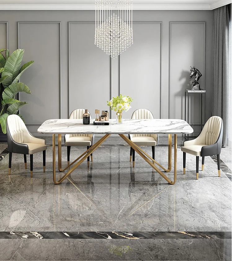 Light Luxury Dining Table Marble Dining Table Modern Simple Household Small Family Dining Table Chair Combination Hong Kong Styl Dining Room Sets Aliexpress