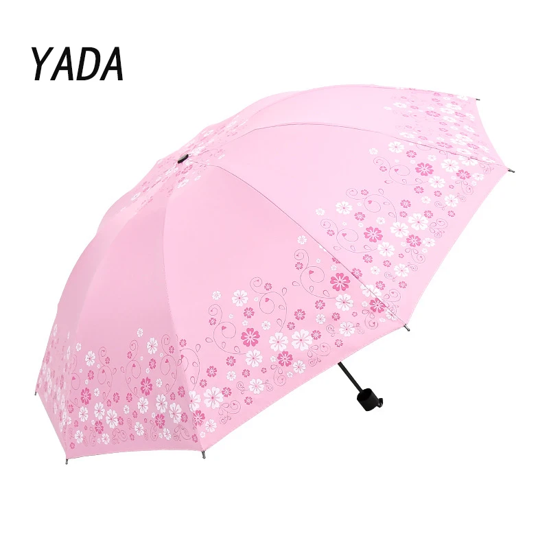 

YADA 10 Bone Flowers Pattern Large Umbrellas Rain Uv 3 Folding Umbrella For Women Windproof Designer Umbrellas Female YS210015