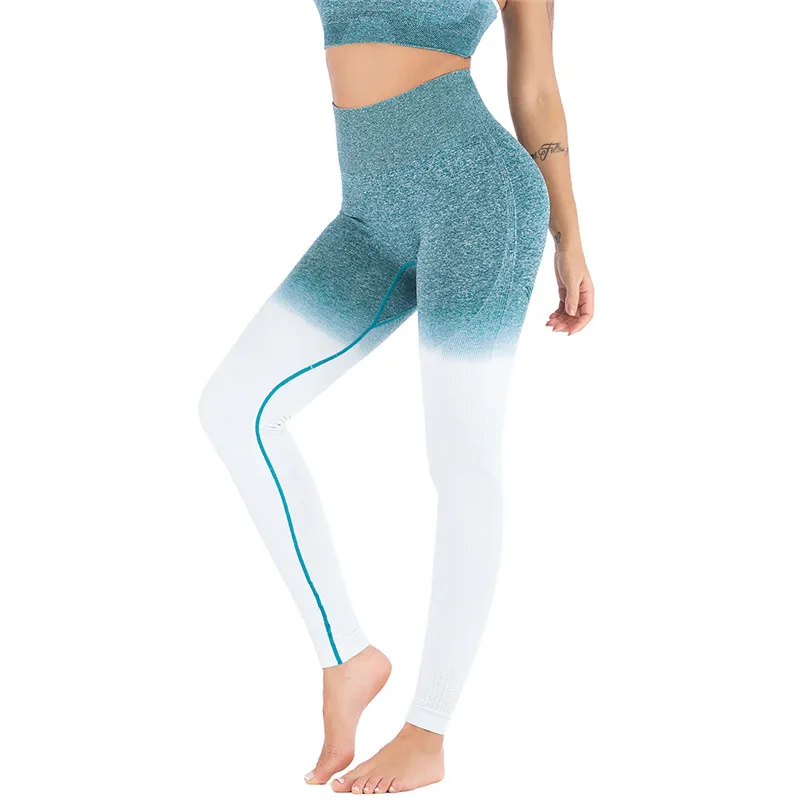 Yoga Pants Women Gradient Color Sports Leggings High Waist Fitness Tights Seamless Leggings For Running Jogging Gym Sportswear