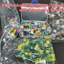 150 г DIY многоцветная мозаичая плитка Хрустальная с мерцающим порошком 1*1*0,4 см квадратная мозаичная плитка/Камни DIY ремесла для детей/детей
