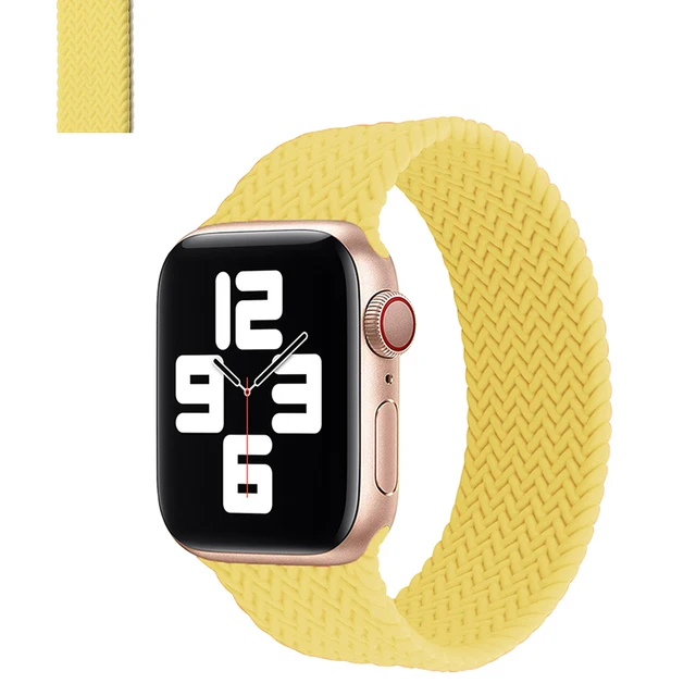 Solo Loop for Apple Watch Strap 44mm 40mm 45mm 41mm 38mm 42mm Elastic Silicone Watchband Bracelet iWatch Serie 7 654321 SE Band Yellow
