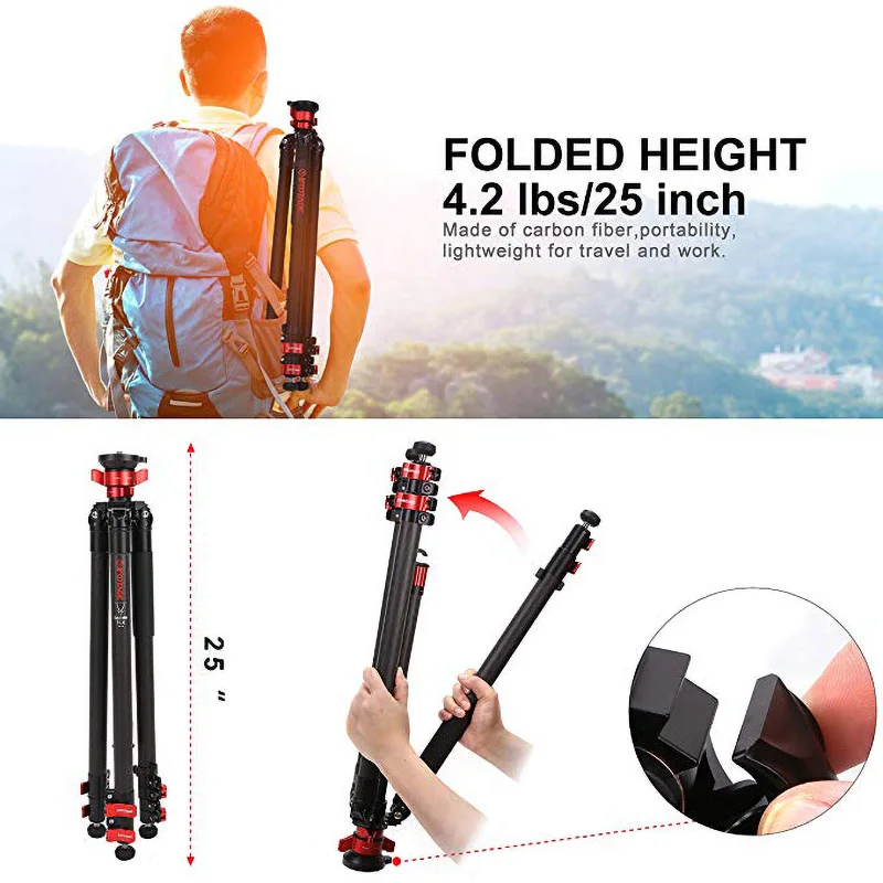 

IFOOTAGE Gazelle series TA5&TC5&TA6&TC6 travel Professional Tripod carbon fiber Video Tripod add K5 head for SONY CANON DSLR