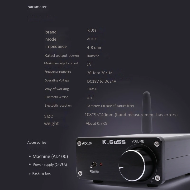 Kguss Ad100 Мини Hifi усилитель звука bluetooth класса D Tpa3116D2 Ne5532P Csr8630 100 Вт X 2