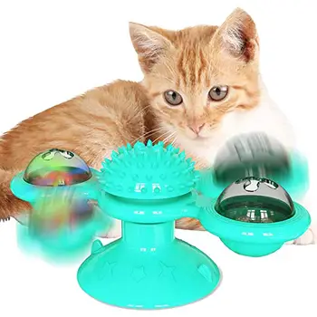 

Kuulee Windmill Cat Toy Interactive Turntable Massage Brush for Pet Kitty Scratching Tickle