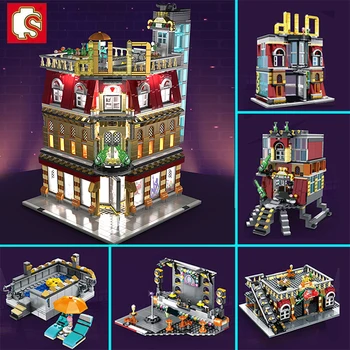 

Sembo Block SD6991 City View Series 5-in-1 USB Light Nightclub House Building Blocks Figures Bricks Education Toys for Kid