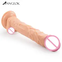 ANNGEOK Long Flesh Dildo Sex Machine Attachmetns Smooth Dildo Women Vagina Stimulation AN-R11