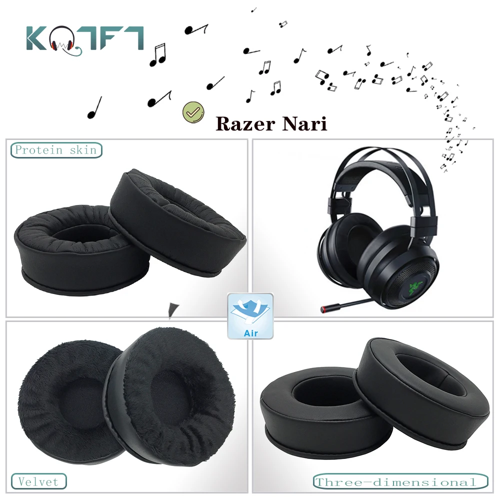 

KQTFT Protein skin Velvet Replacement EarPads for Razer Nari Headphones Ear Pads Parts Earmuff Cover Cushion Cups