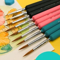 4Pcs/set Weasel Hair Miniature Hook Line Pen Wooden Handle Watercolor Paint Brush Pen for Gouache Oil Acrylic Painting Brushes 1