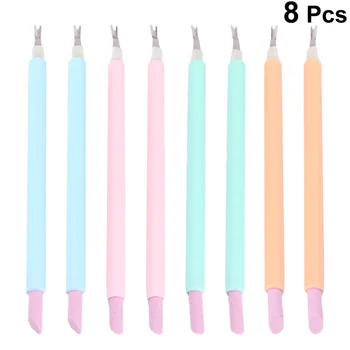 

8pcs Pedicure Cuticle Trimmer Remover Pusher Dead Skin Callus Removal Fork Nail Art Tools Carving Pen (2pcs Pink, 2pcs Sky-blue,