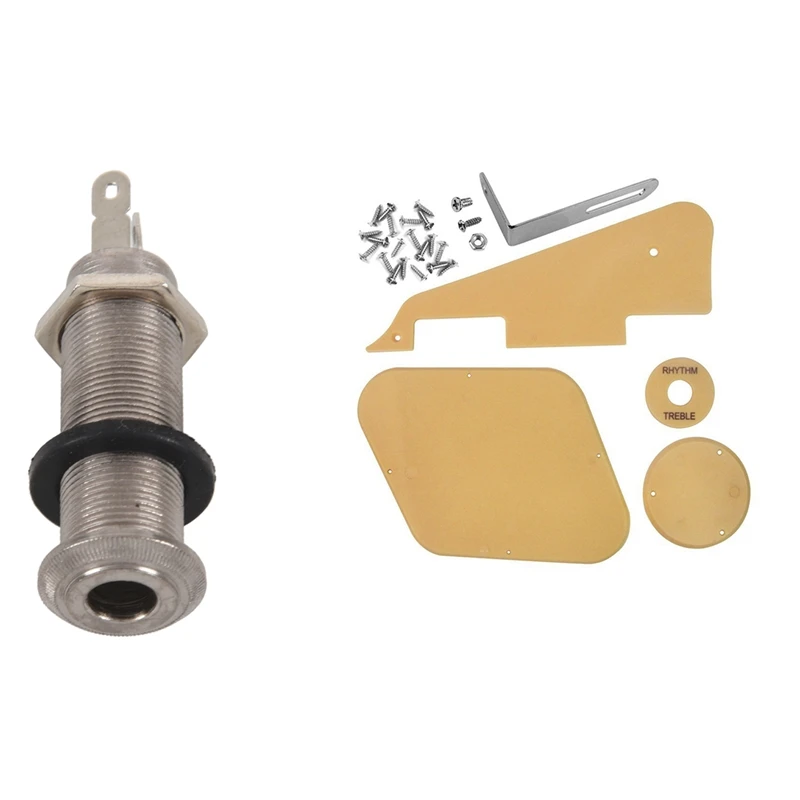 Electric Guitar Jack Chrome Threaded & 1Set Cream Pickguard /Cavity /Switch Covers/Pickup Selector Plate /Bracket/Screws | Спорт и