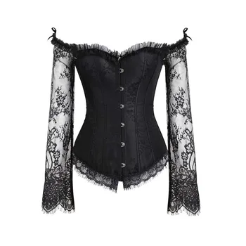 

Retro Palace Style Lace Mid-sleeve Chest Corset Waist Trainer Reducing and Shaping Girdles Tight Underwear Shapewear Body Shaper