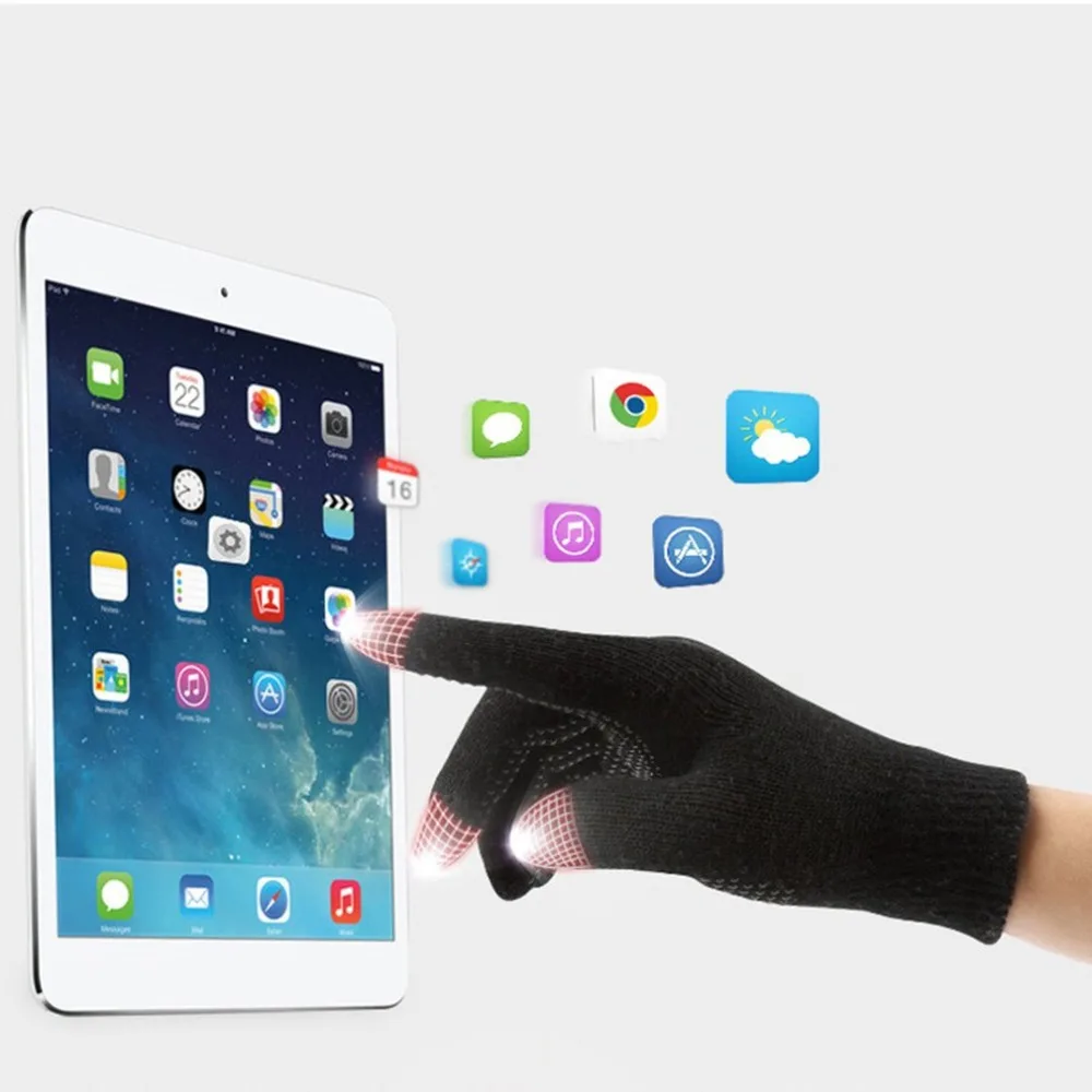 Женские Мужские Зимние перчатки с сенсорным экраном, теплые перчатки, одноцветные хлопковые теплые перчатки для смартфонов, перчатки для вождения