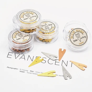 

12PCS/Set Metal Hollow Bookmark with Storage Box Book Page Holder Clip Vintage Brass Mini Label Clip Stationery Office Supply