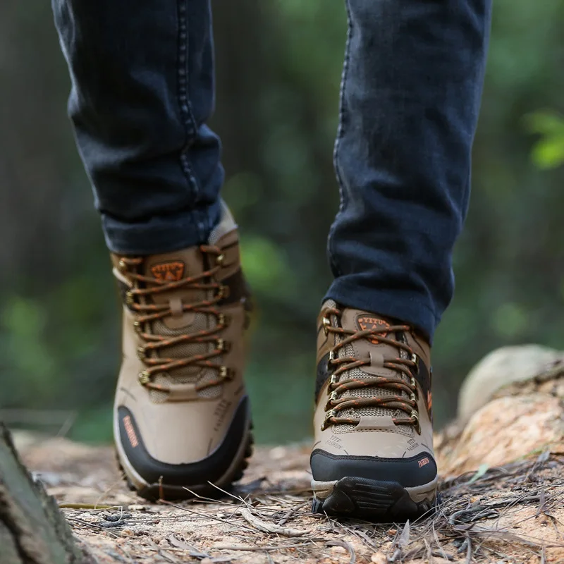 Spring And Autumn-Style Leather Hiking Shoes Men's Waterproof Shoe Men's Outdoor Sports MEN'S SHOES Hight-top Hiking Shoes 8518