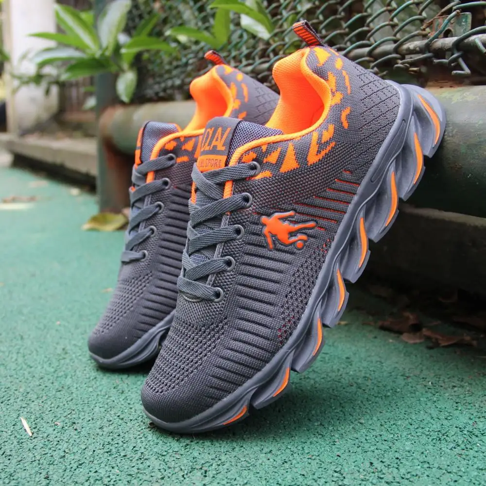 Новинка; легкая мужская обувь для бега; дышащие кроссовки Jordan; спортивная модная обувь из сетчатого материала; прогулочная обувь - Цвет: gray orange