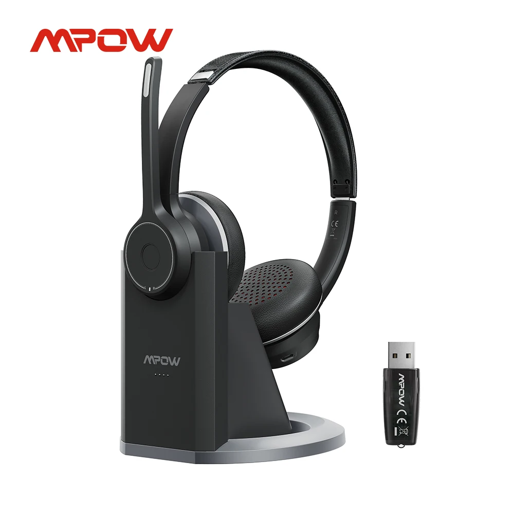 US $55.19 Mpow HC5 Pro Wireless Headphones Bluetooth 50 Headset w CVC80 Noise Cancelling Mic Charge Base USB Adapter Computer Headphone