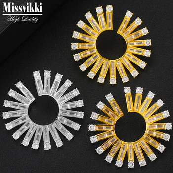 

missvikki New Design Trendy Luxury Round Shiny Earrings for Women Bridal Wedding Party Daily AAA CZ Jewelry High Quality
