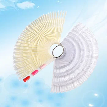 

2Pcs 150 Colors Nail Color Display Hoop Fan Shaped Nail Polish Palette Card (Natural Color, Transparent)