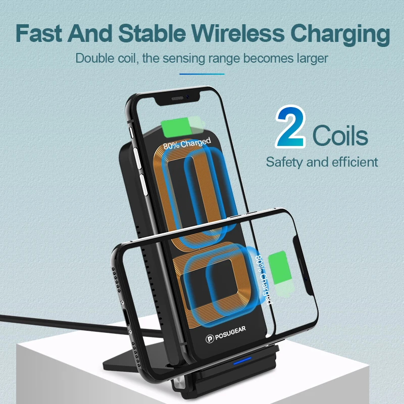 Cena Podogear składana bezprzewodowa ładowarka biurko szybkie ładowanie telefonu komórkowego uchwyt telefonu dla iphone 11 Pro XR X 8 Plus dla samsung S9 S10