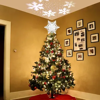 

Christmas Decor Projector Lights for Christmas Tree Top Snowflake Projector LED Rotating Snowflake 3D Glitter Lights Xmas Decor