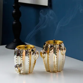 

1PC Actus Ceramic Incense Burner Middle East Arabian Golden Incense Burner Creative Home Decoration Desktop Decoration