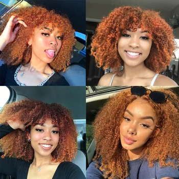

360 Lace Frontal Wig Afro Curly Lace Front Human Hair Wigs For Women Pre Plucked Brazilian Remy 13x6 Lace Front Wig With Bangs