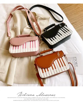 

Cross-Body Bags Women Leather Bags Shoulder Portable Envelope Square Piano Keyboard Printed Buckle Pack Personality 2020