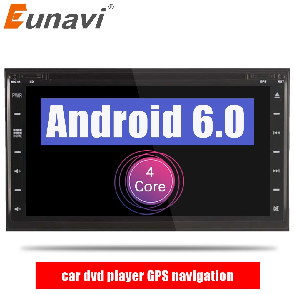 Eunavi 2 din Автомобильный dvd плеер Android 6 0 gps навигация Универсальный Радио Видео CD