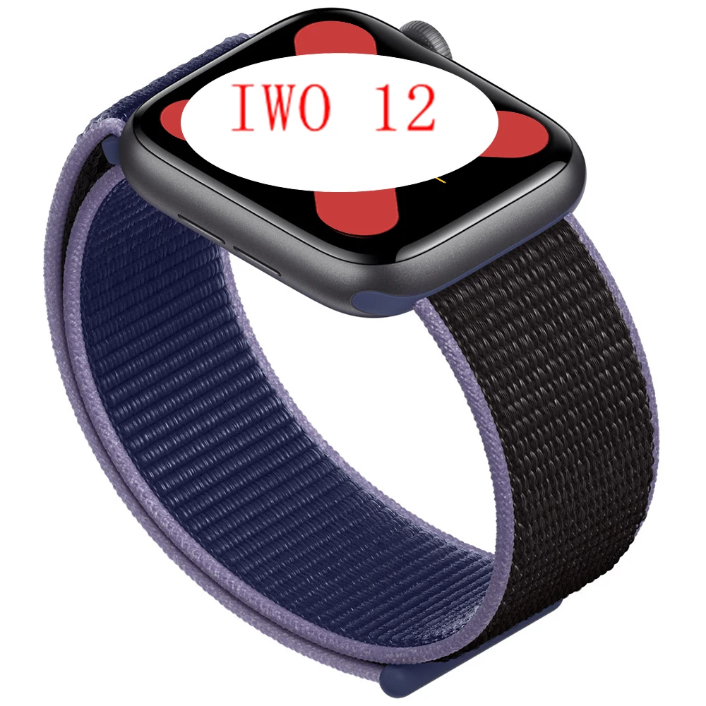 purple fabric strap W55 IWO 12 Смарт-часы Android 44 мм часы 5 Смарт-часы в умные часы дистанционное управление часы PK для 1:1 i Watch IWO 7 8 9 10 11 - Цвет: purple fabric strap