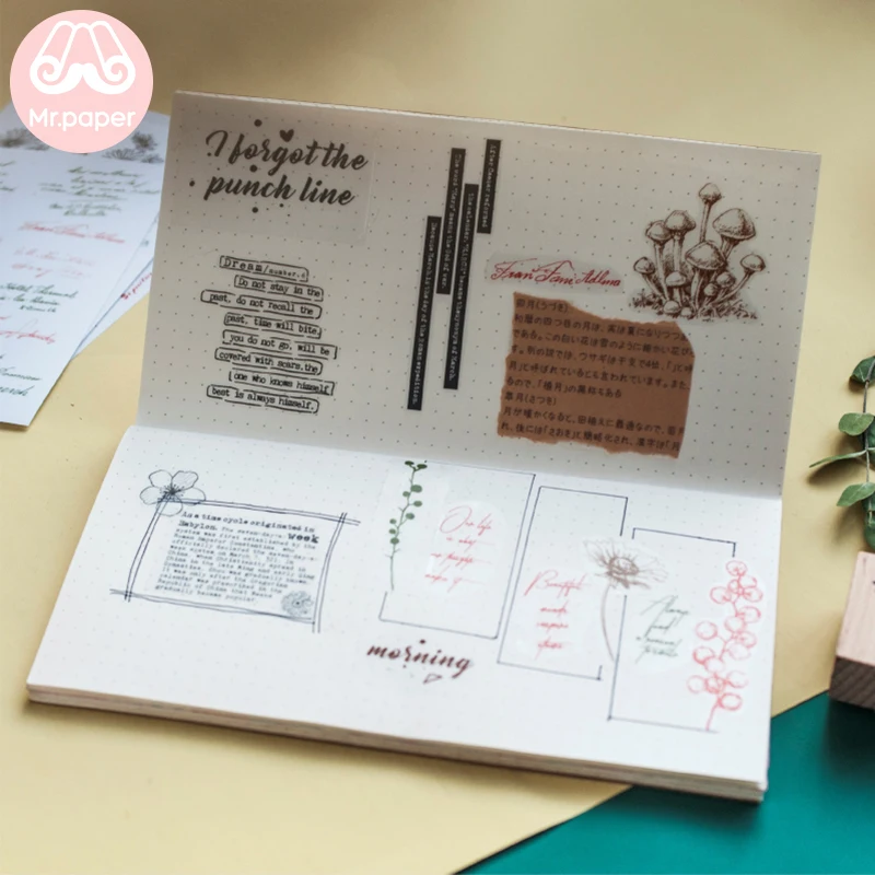 Mr paper 3 шт. наклейки для растений и домашних животных Цветок гриб липкая бумага для детей подарок наклейки для скрапбукинга Сделай сам Дневник