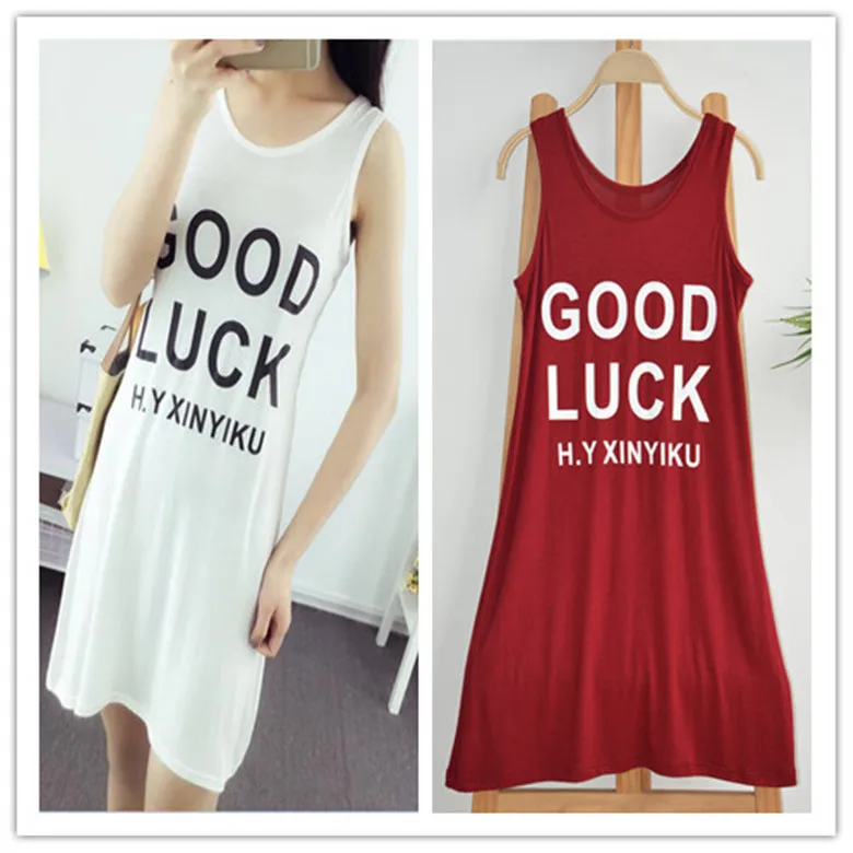 

2019 Modal Midi-skirt Mid-length Plus-sized Camisole Vest Skirt Children Slim Fit Slimming Casual Dress