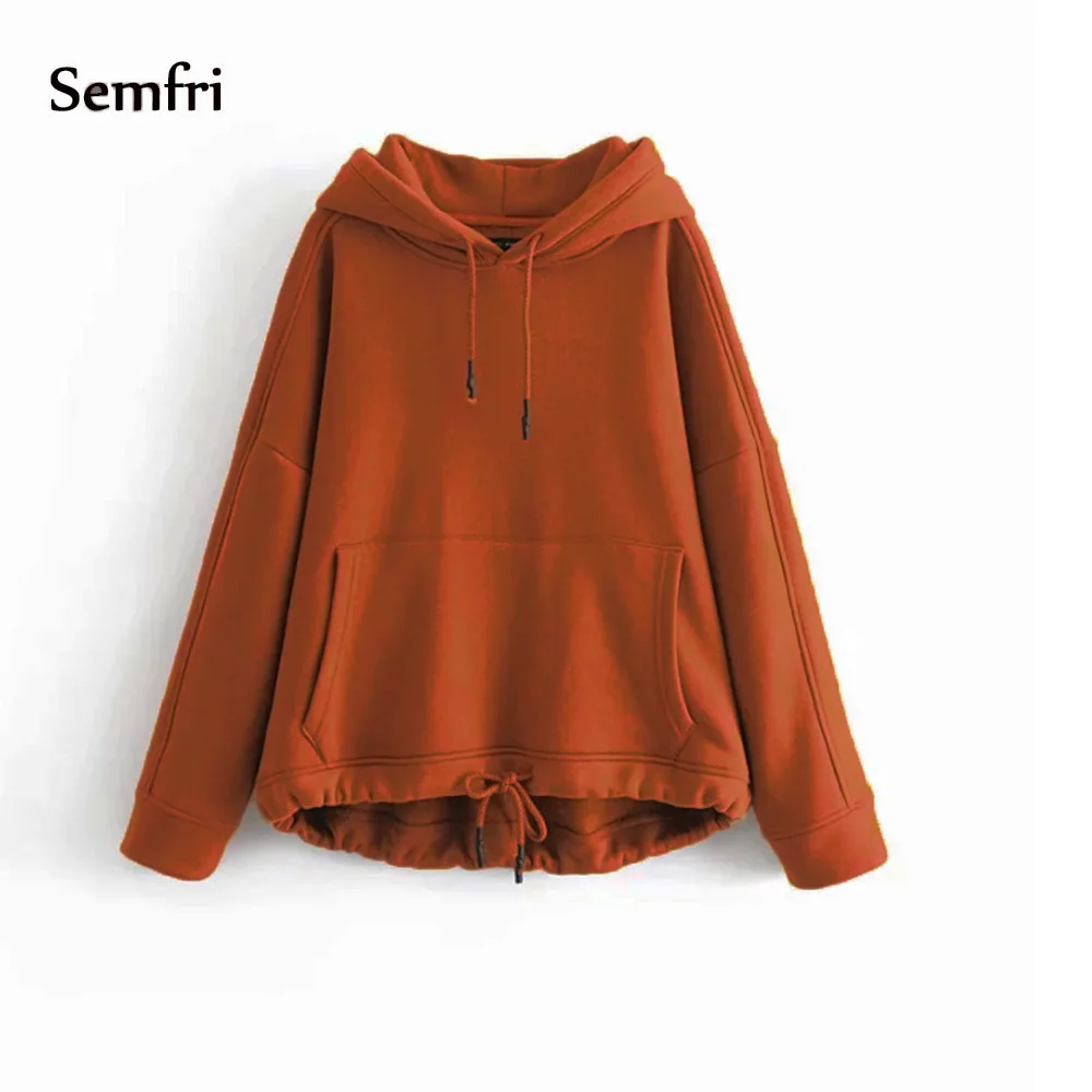 caramel Semfri Толстовка женские зимние толстовки Harajuku с длинным рукавом более размера d Толстовка топы размера плюс толстовки пальто дропшиппинг - Цвет: caramel