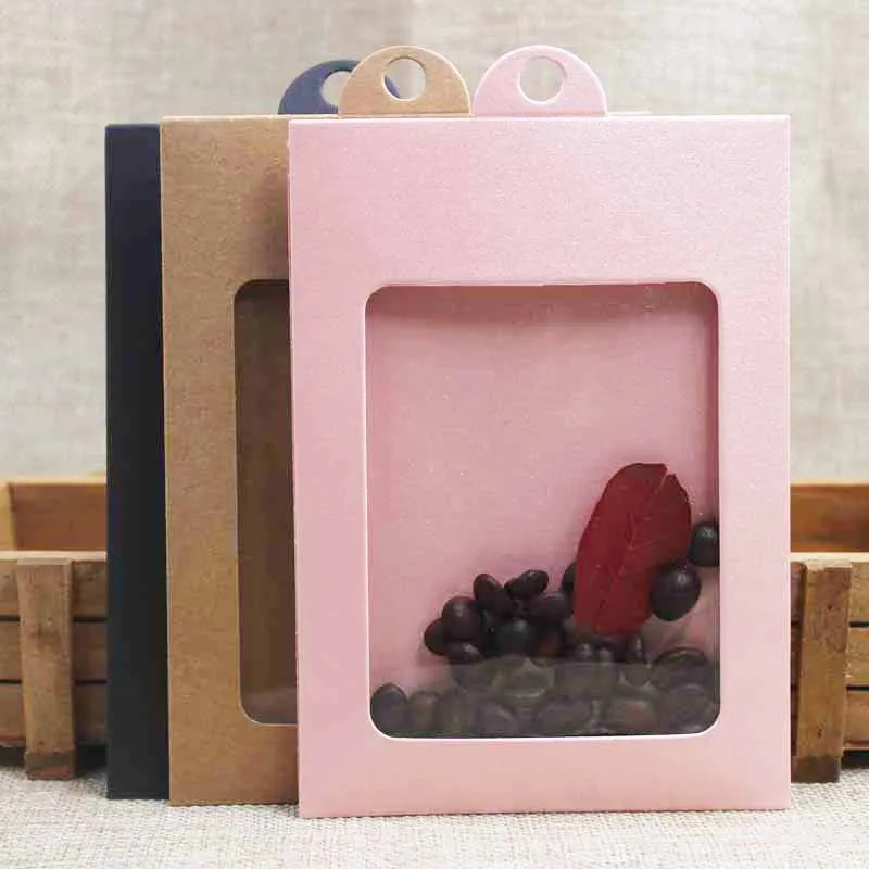 

Multi color and size candy favors packing& display box gifts packing envelop case with pvc window hanger products display box