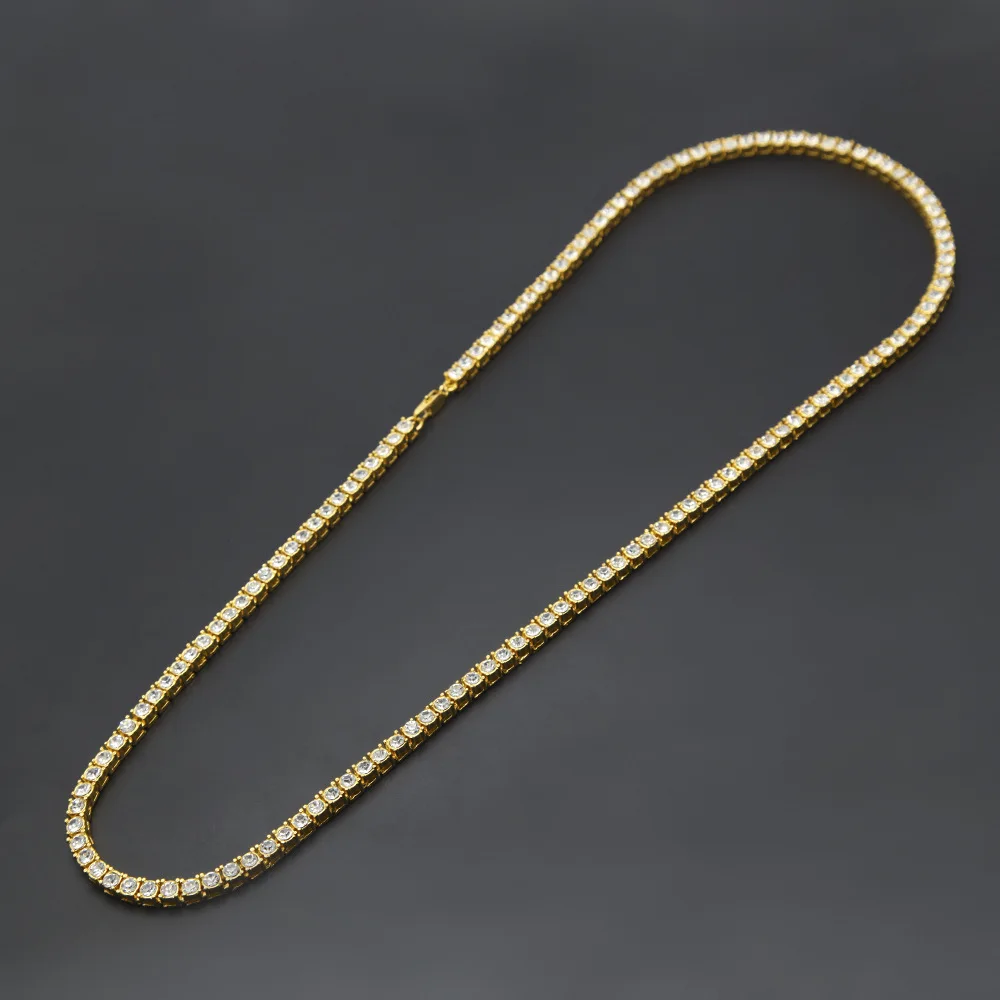 Хип-хоп ожерелье Bling Iced Out стразы цепь ожерелье для мужчин 5 мм Серебро Золото Цвет 1 ряд теннисные цепи ожерелье s браслет набор
