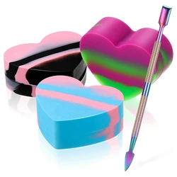 Récipient de cire en Silicone en forme de cœur, réservoir de concentré de cire à huile antiadhésif, outils de peinture et de gravure en acier inoxydable 4 pièces 