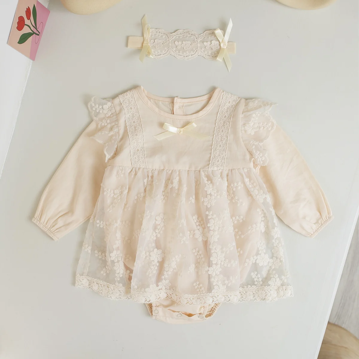 Sanlutoz Frühling Herbst Prinzessin Kleinkinder Mädchen Body suits Baumwolle Spitze Baby Mädchen Kleidung Onesies Langarm mit Stirnband